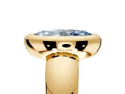 Solitaire Engagement Ring Setting for Fancy Blue Marquise Center with Wide Band and Bezel Head in Yellow Gold