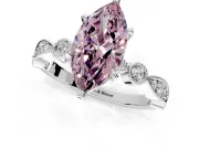 Solitaire Engagement Ring Setting for Fancy Pink Marquise Center with Milgrain Bezel Accents and Prong Head in Platinum