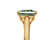 Solitaire Engagement Ring Setting for Fancy Green Princess Cut Center with Cathedral Band and Prong Head in Yellow Gold
