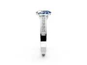 Solitaire Engagement Ring Setting for Fancy Blue Oval Center with Princess Cut Channel Band and Prong Head in Platinum