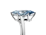 Solitaire Engagement Ring Setting for Fancy Blue Marquise Center with Plain Bypass Twist Band and Prong Head in Platinum