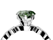 Solitaire Engagement Ring Setting for Fancy Green Heart-Shaped Center with Milgrain Bezel Accents and Prong Head in Platinum