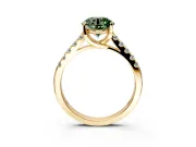 Solitaire Engagement Ring Setting for Fancy Green Round Cut Center with Partway Pave Band and Prong Head in Yellow Gold