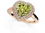 Halo Engagement Ring Setting for Fancy Yellow Heart-Shaped Center with Plain Tapered Band and Prong Head in Rose Gold