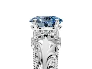 Solitaire Engagement Ring Setting for Fancy Blue Oval Center with Filigree Accent Basket and Prong Head in Platinum