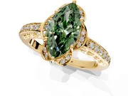 Floral Engagement Ring Setting for Fancy Green Marquise Center with Four Accent Clusters and Prong Head in Yellow Gold