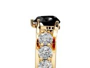 Solitaire Engagement Ring Setting for Fancy Black Heart-Shaped Center with Graduated Shared Prongs and Prong Head in Yellow Gold