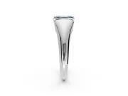 Tension Engagement Ring Setting for Fancy Blue Emerald Cut Center with Wide Tapered Band and Tension Head in White Gold