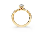 Solitaire Engagement Ring Setting for Pear-Shaped Center with Bar-Station Pave Twist and Prong Head in Yellow Gold