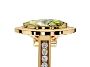 Halo Engagement Ring Setting for Fancy Yellow Marquise Center with Outer Bezel Rim, Pave Band and Prong Head in Yellow Gold