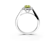 Halo Engagement Ring Setting for Fancy Yellow Emerald Cut Center with Raised Halo, Pave Band and Prong Head in Sterling Silver