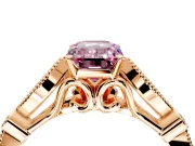 Solitaire Engagement Ring Setting for Fancy Pink Emerald Cut Center with Marquise and Bezel Accents and Prong Head in Rose Gold
