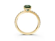 Solitaire Engagement Ring Setting for Fancy Green Radiant Cut Center with Large Accent Band and Prong Head in Yellow Gold