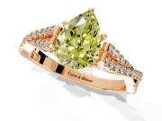 Solitaire Engagement Ring Setting for Fancy Yellow Pear-Shaped Center with Twisted Pave Split Shank and Prong Head in Rose Gold