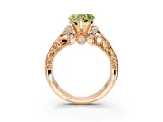 Solitaire Engagement Ring Setting for Fancy Yellow Heart-Shaped Center with Filigree Accent Basket and Prong Head in Rose Gold