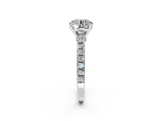 Solitaire Engagement Ring Setting for Round Cut Center with Single Row Accent Band and Prong Head in Platinum