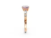 Bar-Set Engagement Ring Setting for Fancy Pink Princess Cut Center with Tapered Baguette Accents and Prong Head in Rose Gold