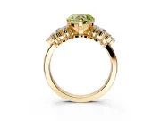 Cluster Engagement Ring Setting for Fancy Yellow Heart-Shaped Center with 2-Row Shoulder Clusters and Prong Head in Yellow Gold