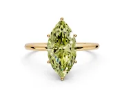 Solitaire Engagement Ring Setting for Fancy Yellow Marquise Center with Straight Thin Band and Prong Head in Yellow Gold