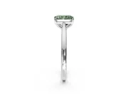 Solitaire Engagement Ring Setting for Fancy Green Radiant Cut Center with Narrow Cathedral Band and Prong Head in White Gold