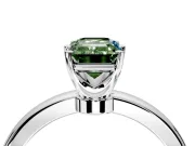 Solitaire Engagement Ring Setting for Fancy Green Emerald Cut Center with Plain Band and Tulip Prong Head in White Gold