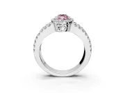 Halo Engagement Ring Setting for Fancy Pink Marquise Center with Wide-Open Pave Split Shank and Prong Head in White Gold