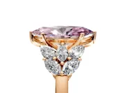 Leaf Cluster Engagement Ring Setting for Fancy Pink Marquise Center with Marquise Accents and Prong Head in Rose Gold