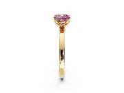Solitaire Engagement Ring Setting for Fancy Pink Cushion Cut Center with Thin Rounded Plain Band and Prong Head in Yellow Gold