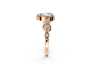 Vintage Station Engagement Ring Setting for Pear-Shaped Center with Accents and Prong Head in Rose Gold