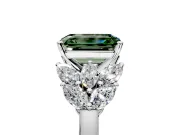 Leaf Cluster Engagement Ring Setting for Fancy Green Emerald Cut Center with Marquise Accents and Prong Head in Sterling Silver