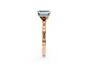Solitaire Engagement Ring Setting for Fancy Blue Asscher Cut Center with Bamboo Band and Prong Head in Rose Gold