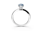 Solitaire Engagement Ring Setting for Fancy Blue Pear-Shaped Center with Plain Band and Tulip Prong Head in Sterling Silver