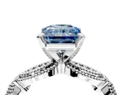 Solitaire Engagement Ring Setting for Fancy Blue Radiant Cut Center with Marquise Panel Band and Prong Head in White Gold
