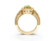 Milgrain Halo Engagement Ring Setting for Fancy Yellow Radiant Cut Center with Pave Band and Prong Head in Yellow Gold