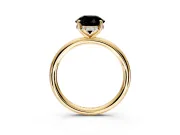 Hidden Halo Engagement Ring Setting for Fancy Black Round Cut Center with Thin Rounded Band and Prong Head in Yellow Gold