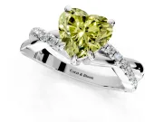 Solitaire Engagement Ring Setting for Fancy Yellow Heart-Shaped Center with Half-Pave Crossover Band and Prong Head in Sterling Silver