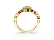 Vintage Station Engagement Ring Setting for Fancy Yellow Oval Center with Accents and Prong Head in Yellow Gold