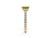 Solitaire Engagement Ring Setting for Fancy Yellow Emerald Cut Center with Large Accent Band and Prong Head in Yellow Gold