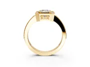 Halo Engagement Ring Setting for Emerald Cut Center with Milgrain Halo, Pave Band and Prong Head in Yellow Gold