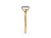 Solitaire Engagement Ring Setting for Fancy Blue Radiant Cut Center with Plain Twisted Rope Band and Prong Head in Yellow Gold