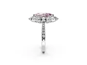 Floral Halo Engagement Ring Setting for Fancy Pink Marquise Center with Pave Accents and Prong Head in Sterling Silver