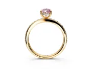 Solitaire Engagement Ring Setting for Fancy Pink Pear-Shaped Center with Fine Pave Band and Prong Head in Yellow Gold