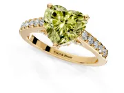 Solitaire Engagement Ring Setting for Fancy Yellow Heart-Shaped Center with Crossover Accents and Prong Head in Yellow Gold