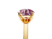 Solitaire Engagement Ring Setting for Fancy Pink Round Cut Center with Basket Rail and Prong Head in Yellow Gold