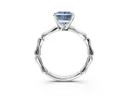 Solitaire Engagement Ring Setting for Fancy Blue Princess Cut Center with Bamboo Band and Prong Head in Platinum