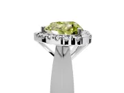 Halo Engagement Ring Setting for Fancy Yellow Heart-Shaped Center with Square Band and Prong Head in Sterling Silver