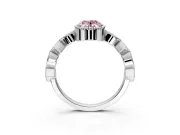 Milgrain Bezel Engagement Ring Setting for Fancy Pink Oval Center with Marquise Stations and Bezel Head in Platinum