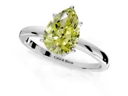 Hidden Halo Engagement Ring Setting for Fancy Yellow Pear-Shaped Center with Plain Band and Tall Prong Head in Platinum