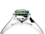 Solitaire Engagement Ring Setting for Fancy Green Radiant Cut Center with Tapered Shoulders and Prong Head in White Gold