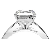 Solitaire Engagement Ring Setting for Asscher Cut Center with Princess Cut Channel Band and Prong Head in Platinum
